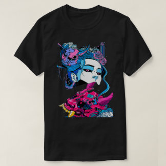 Camiseta Estética del ciberpunk Samurai Demonios mascara ja