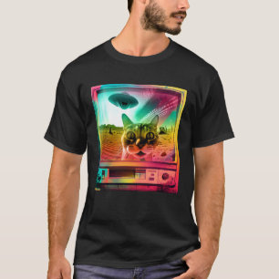 Camiseta Estética del gato de la extraña televisión retro d