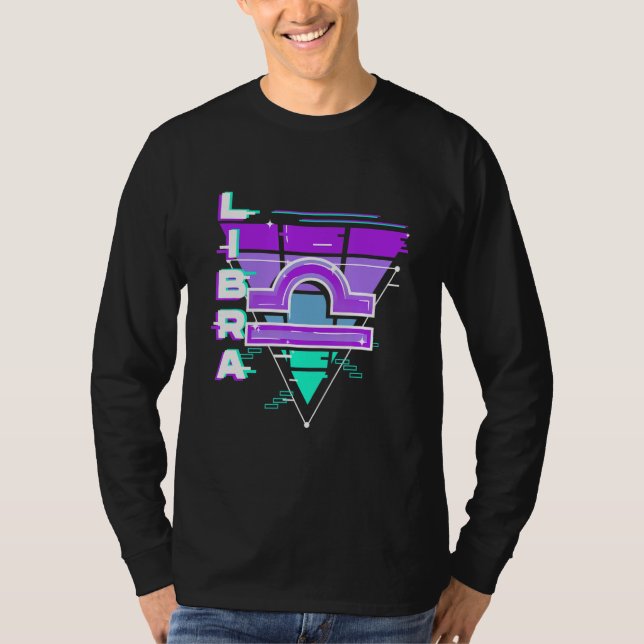 Camiseta Estética del Rótulo Libra Zodiac Vaporwave 80s 90s (Anverso)