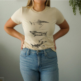 Camiseta estética del tiburón grunge