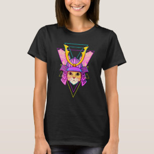 Camiseta Estética del vaporwave japonés del gato Samurai