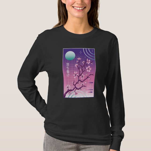 Camiseta Estética del vaporwave Sakura de flores de cerezo  (Anverso)