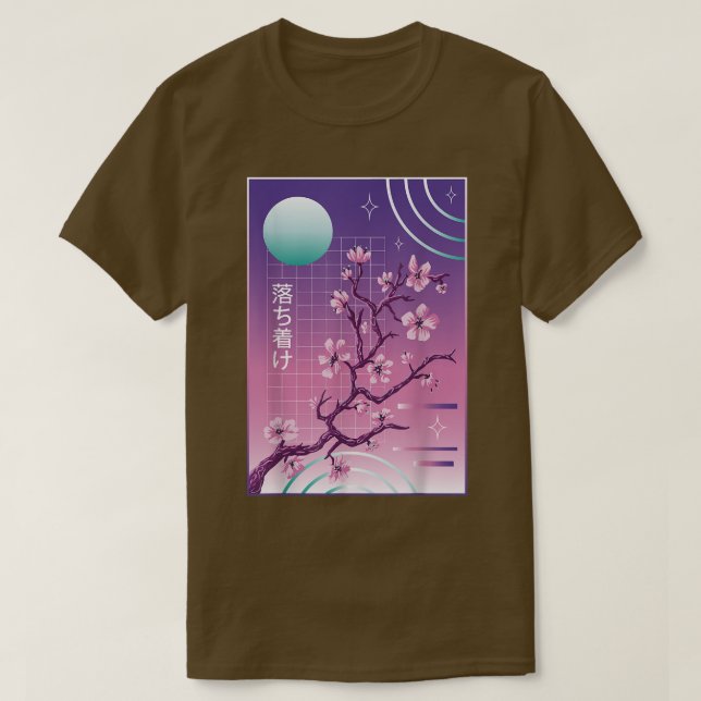 Camiseta Estética del vaporwave Sakura de flores de cerezo  (Diseño del anverso)