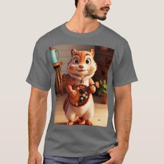 Camiseta Estética Floral Cute ardilla Jugando Banjo 1