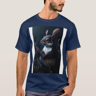 Camiseta Estética Floral Cute Squirrel Jugando Banjo