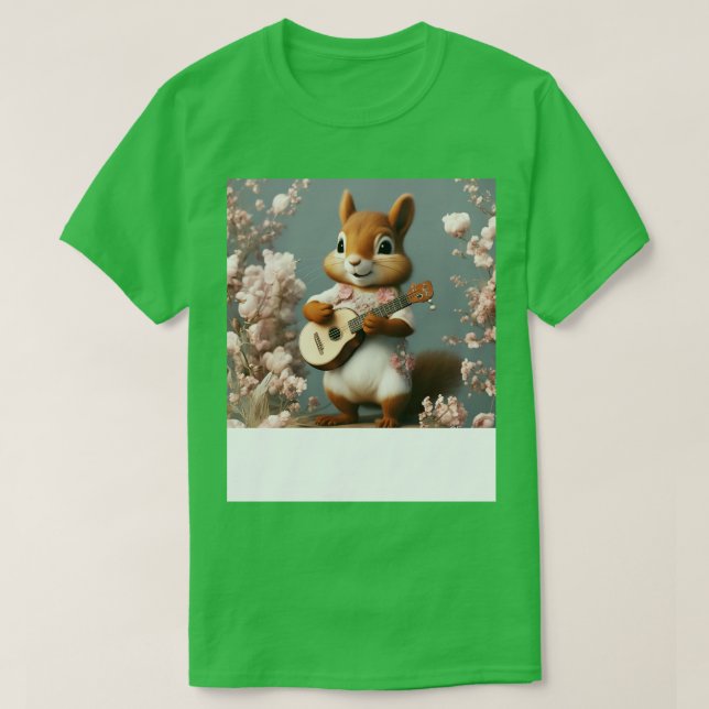 Camiseta Estética Floral Cute Squirrel Jugando Banjo (Diseño del anverso)