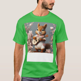 Camiseta Estética Floral Cute Squirrel Jugando Banjo