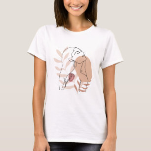 Camiseta Estética floral de arte de línea minimalista