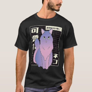 Camiseta estética genial de synthwave vaporwave gatito ca