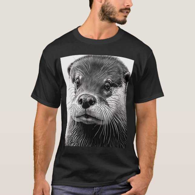 Camiseta Estética Guay Otter Head Pintado Sea Otter Face (Anverso)