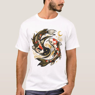 Camiseta estética japonesa de peces koi Yin Yang