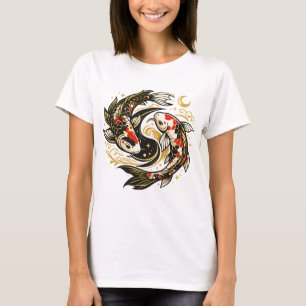 Camiseta estética japonesa de pez koi Yin Yang