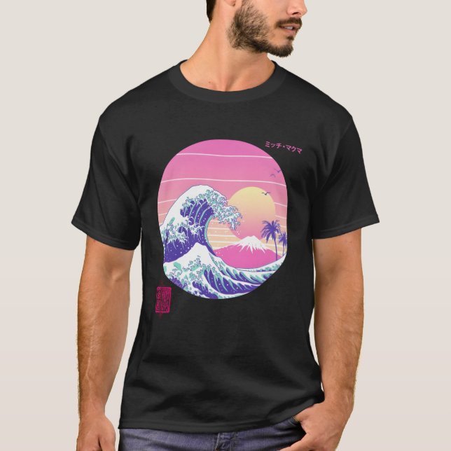 Camiseta Estética japonesa de vaporwave Great Wave (Anverso)