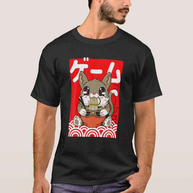 Camiseta Estética japonesa Harajuku, fideos Kawaii Ramen (Anverso)