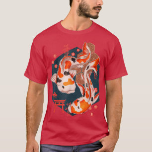 Camiseta Estética japonesa Taisho Sanke Koi Fish Sakura Ko