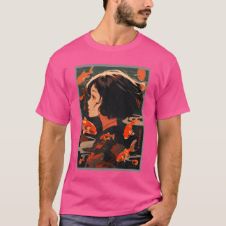 Camiseta Estética japonesa vintage Chica otaku de anime vin