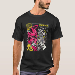 Camiseta Estética Mascara de Oni japonesa CyberSamurai Stre