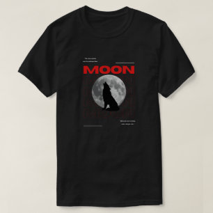 Camiseta estética negra gráfica de lobo lunar