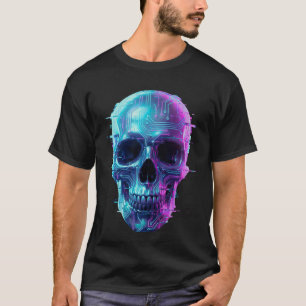 Camiseta estética oscura de cráneo cibernético de