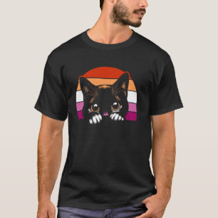 Camiseta Estética puesta de sol retro gato asomándose Orgul