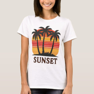 Camiseta Estética retro de árbol de palmeras vintage