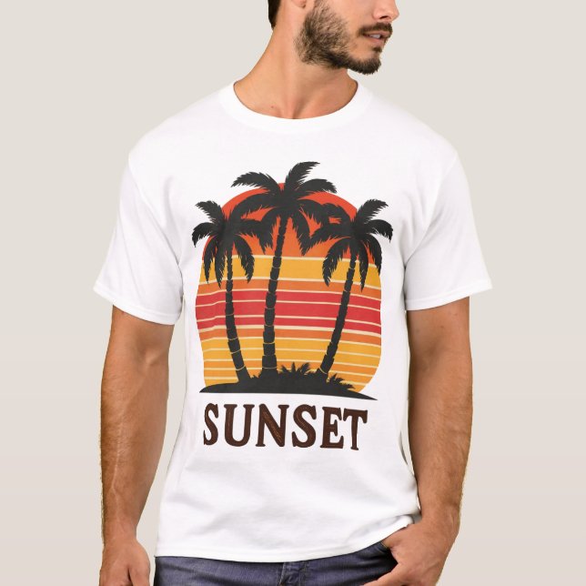 Camiseta Estética retro de árbol de palmeras vintage (Anverso)