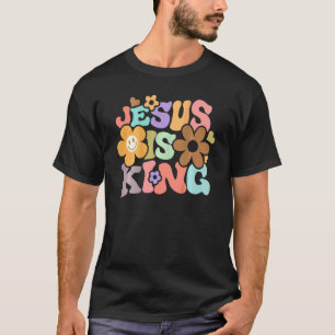 Camiseta Estética Retro Groovy Jesús Es Rey Jesucristo