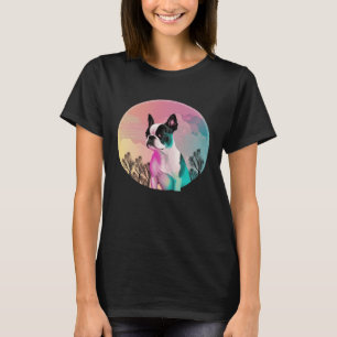 Camiseta Estética retrowave de vaporwave de Boston Terrier 