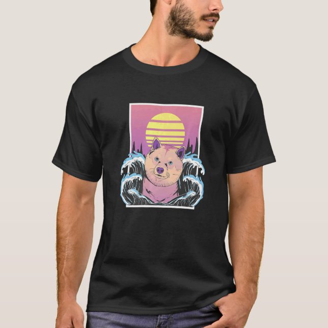 Camiseta Estética Shiba Inu Dog Soft Vaporwave Japonés K (Anverso)