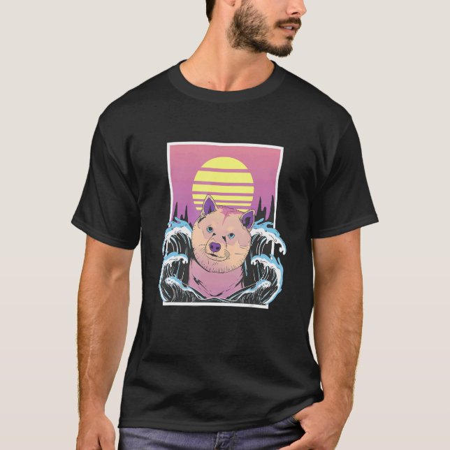 Camiseta Estética Shiba Inu Dog Soft Vaporwave Japonés K (Anverso)