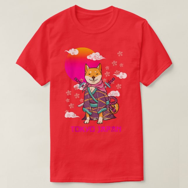 Camiseta Estética Shiba Inu Japonesa Sakura Cherry Blossom (Diseño del anverso)