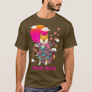 Camiseta Estética Shiba Inu Japonesa Sakura Cherry Blossom