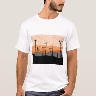 Camiseta Estética urbana de líneas de energía en puesta de 