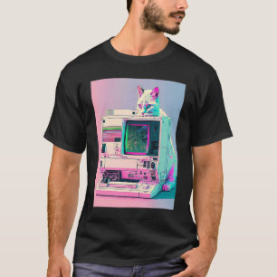 Camiseta Estética Vaperwave Gatito Glitch Retrowave Synthwa