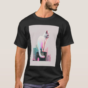 Camiseta Estética Vaperwave Gatito Glitch Retrowave Synthwa