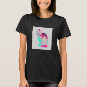 Camiseta Estética Vaperwave Gato Glitch Retrowave Synthwave