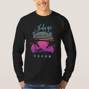 Camiseta Estética Vaporwave Atardecer Palmeras Yate