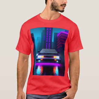 Camiseta Estética Vaporwave Coche Deportivo Noche Lluviosa