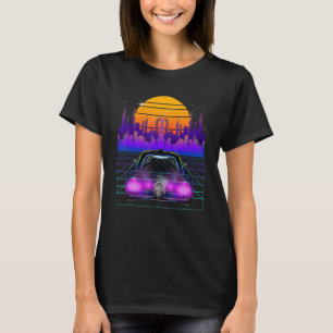 Camiseta Estética Vaporwave de Coche Cyberpunk Outrun Retro