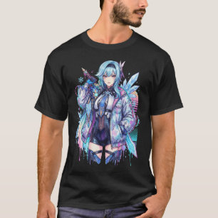 Camiseta Estética Vaporwave Neon Synth de Eula en Genshin I