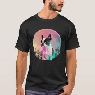Camiseta Estética Vaporwave Retrowave Boston Terrier 1