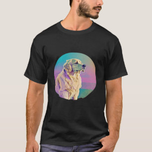 Camiseta Estética Vaporwave Retrowave de Golden Retriever