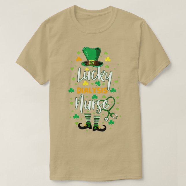 Camiseta Estética verde de enfermería de diálisis afortunad (Diseño del anverso)