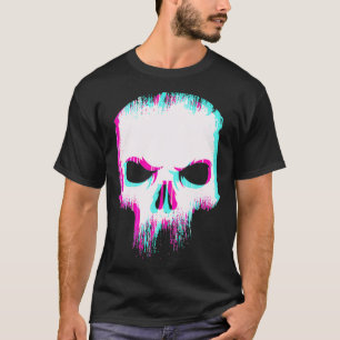 Camiseta Estético Glitch Skull Gótico Pastel Mínimo Suave G