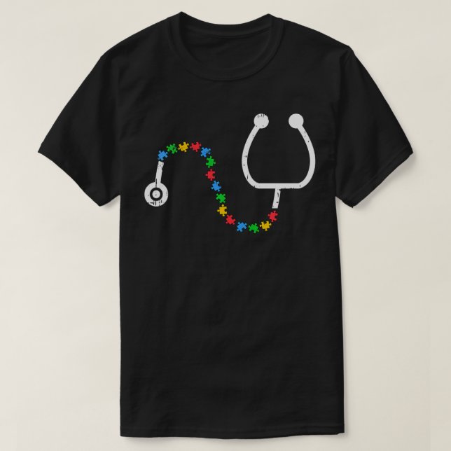 Camiseta Estetioscopio Autismo Conciencia Médica RN Enferme (Diseño del anverso)