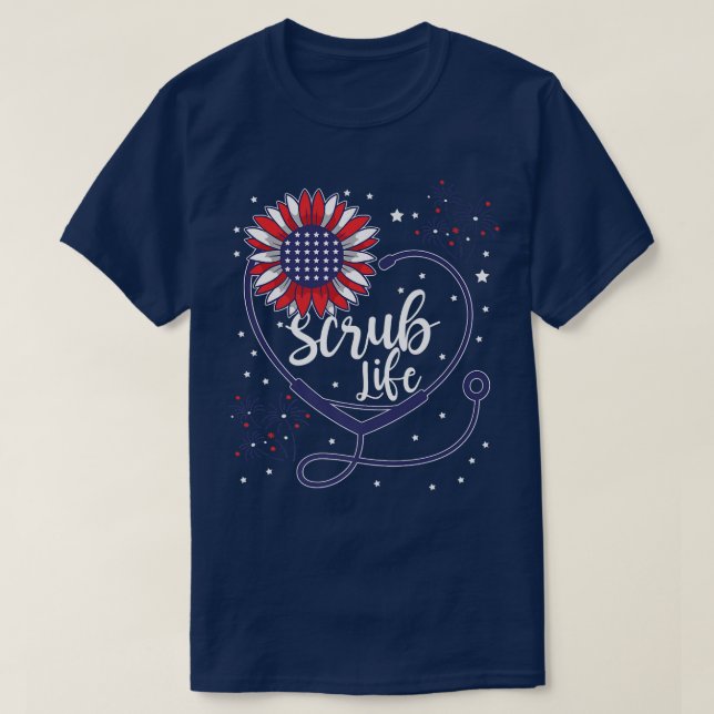 Camiseta Estetioscopio Patriótico Sonido de girasol Enferme (Diseño del anverso)