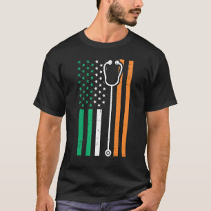 Camiseta Estetoscopio Bandera Irlandesa Usa Scrub Día De Sa