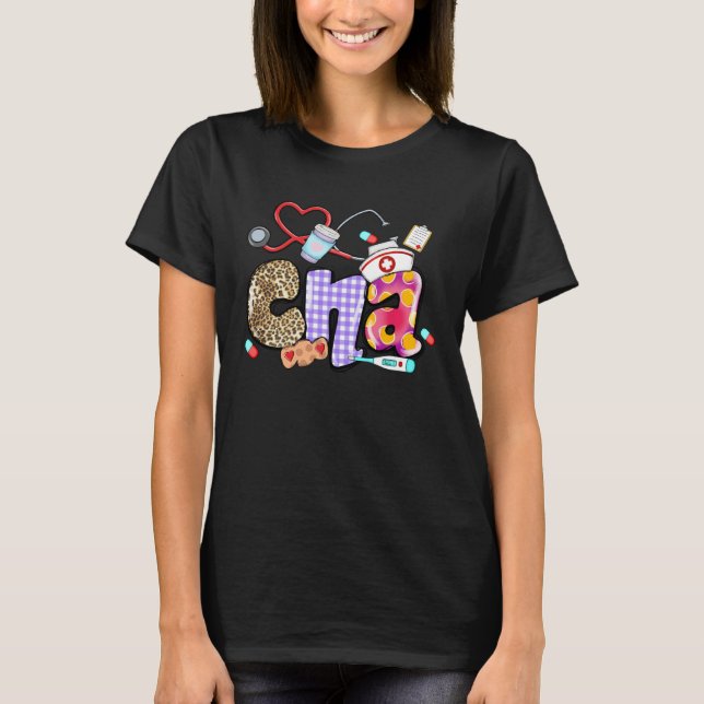 Camiseta Estetoscopio CNA Leopardo  Vida CNA (Anverso)