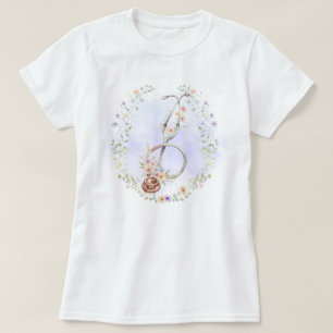 Camiseta Estetoscopio Corona Floral Púrpura