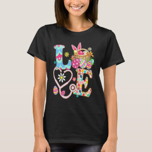 Camiseta Estetoscopio de amor Vida de bata enfermera Bunny